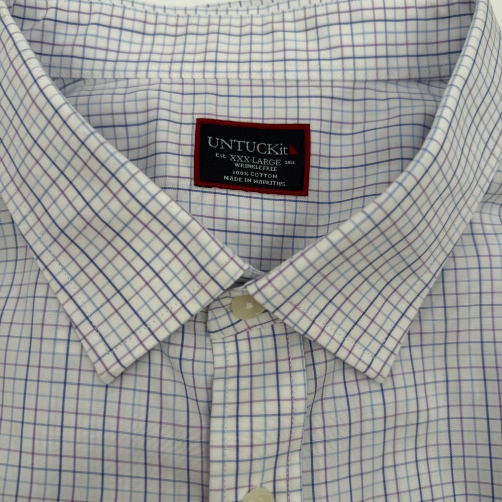 UNTUCKit Calo Regular Fit Blue Plaid Long Sleeve Button Up Shirt‎ XXXL